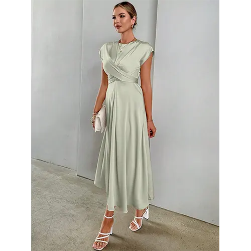 Elegantes Hochzeitsgastkleid A-Linie für Damen | Midi