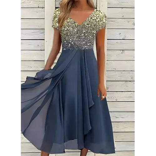 Schicke Blumen-Hochzeitsgastkleid für Damen | Midi