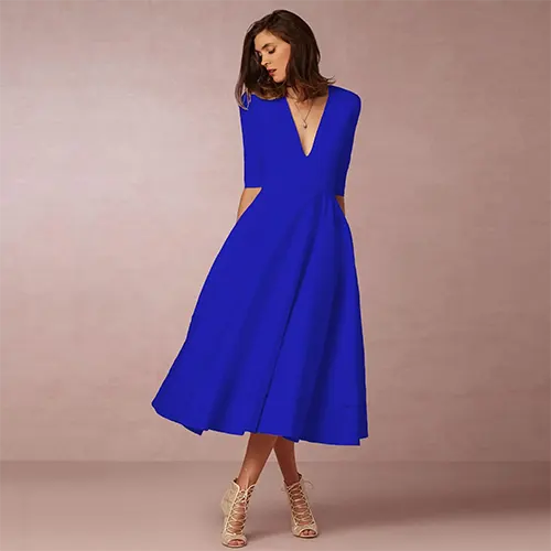 Elegantes und geripptes Abendkleid für Damen | Midi