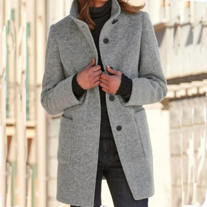 Manteau en laine vintage col montant femme - Cleotha