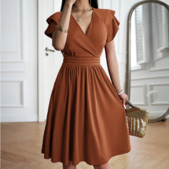 Women's Short Sleeve V-Neck Dress | Mini