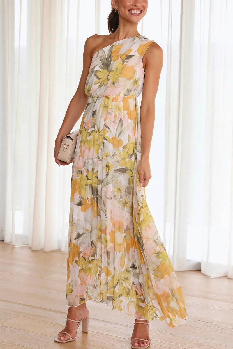 Queenie | Vestito da donna con scollo stampato | Giallo Bianco