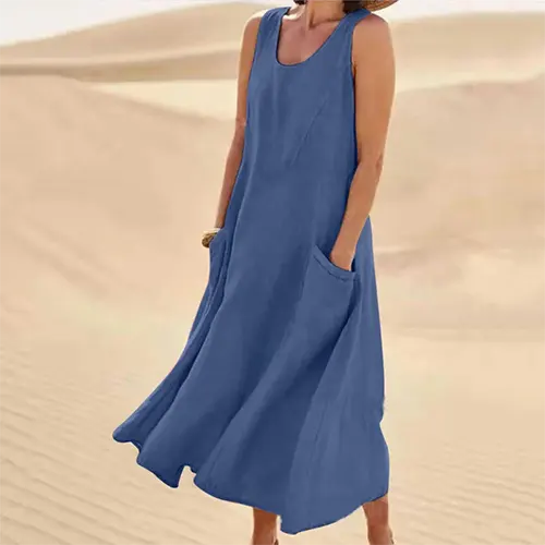 Sommerkleid A-Linie Ärmellos für Damen | Midi