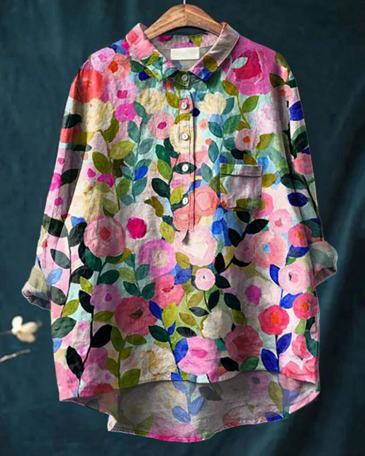 Chemisier élégant en soie à fleurs pour femmes - Confort et sophistication pour toutes les occasions