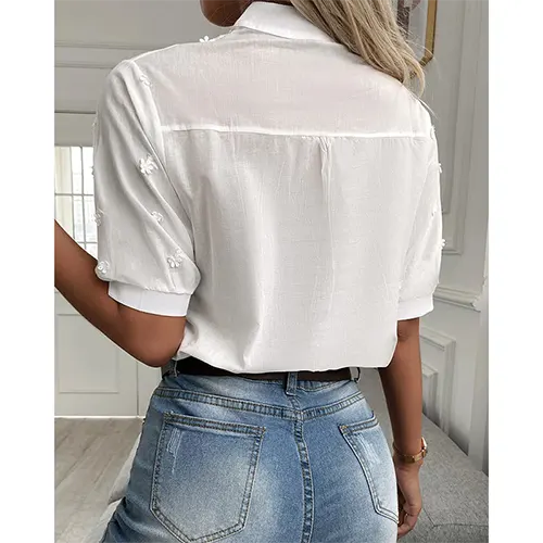 Texturiertes Blumenbluse für Damen | Schick