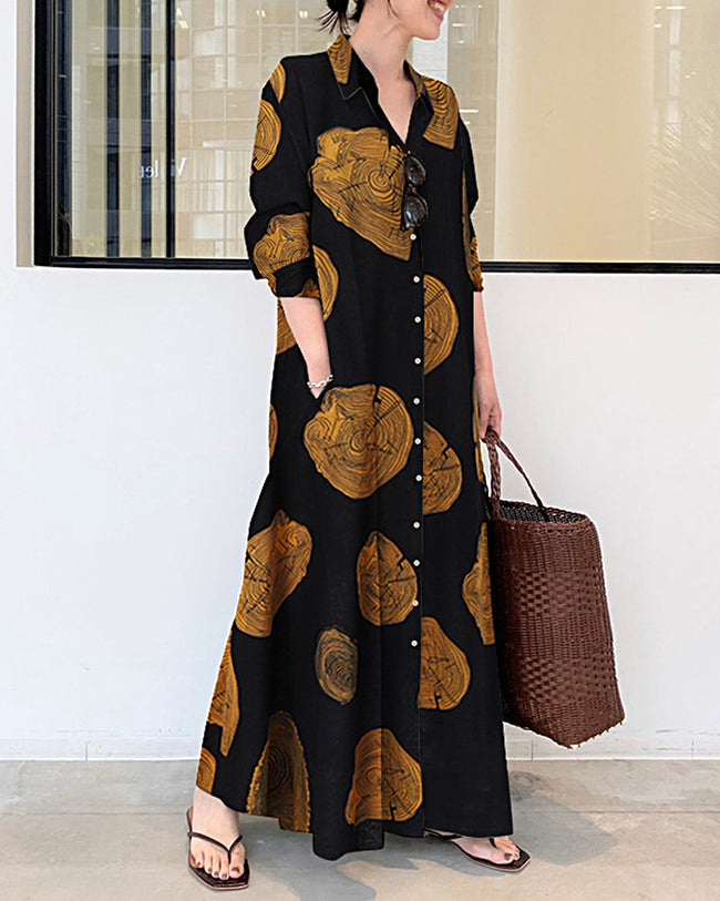 Robe longue en lin imprimé - Jessica