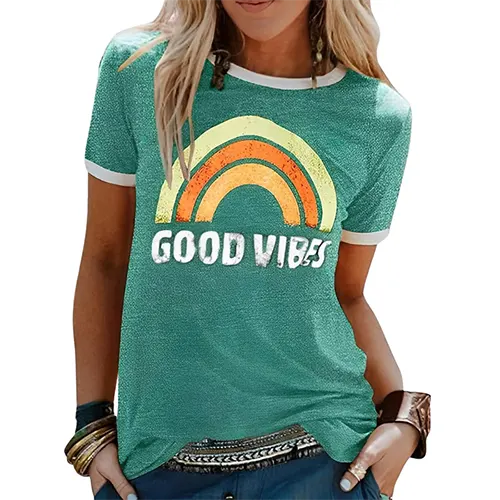 Grafisches Sommer-T-Shirt für Frauen | Kurze Ärmel