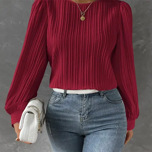 Elegante und solide Bluse mit langen Ärmeln für Damen | Komfortabel