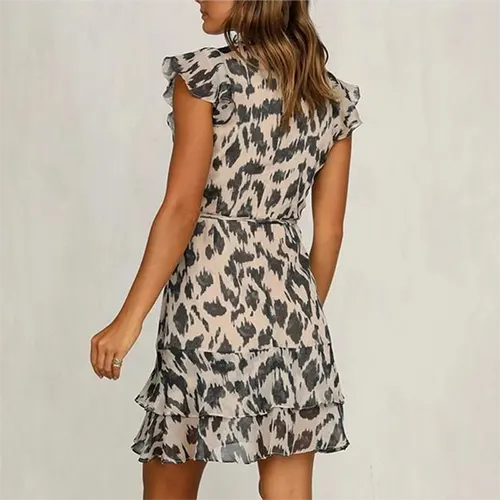 Elegantes Kleid mit kurzen, transparenten Ärmeln für Damen | Mini