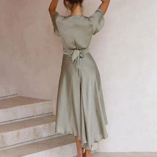 Elegantes Kleid mit tiefem V-Ausschnitt für Damen | Midi