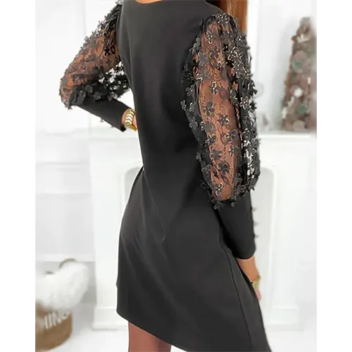 Elegantes Cocktailkleid mit langen Ärmeln für Damen | Mini
