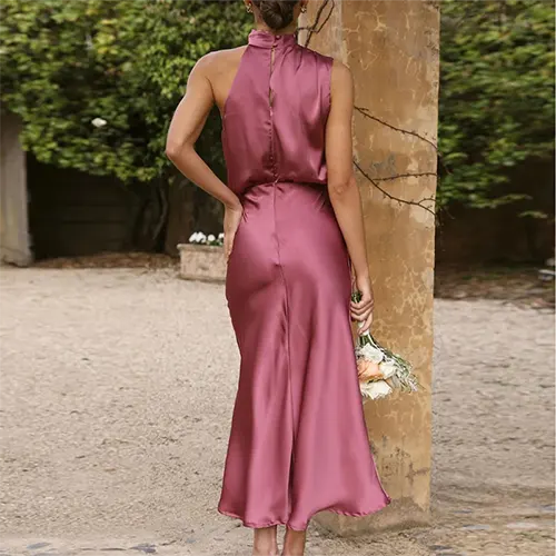 Elegantes Damen-Halterkleid für Hochzeitsgäste | Maxi