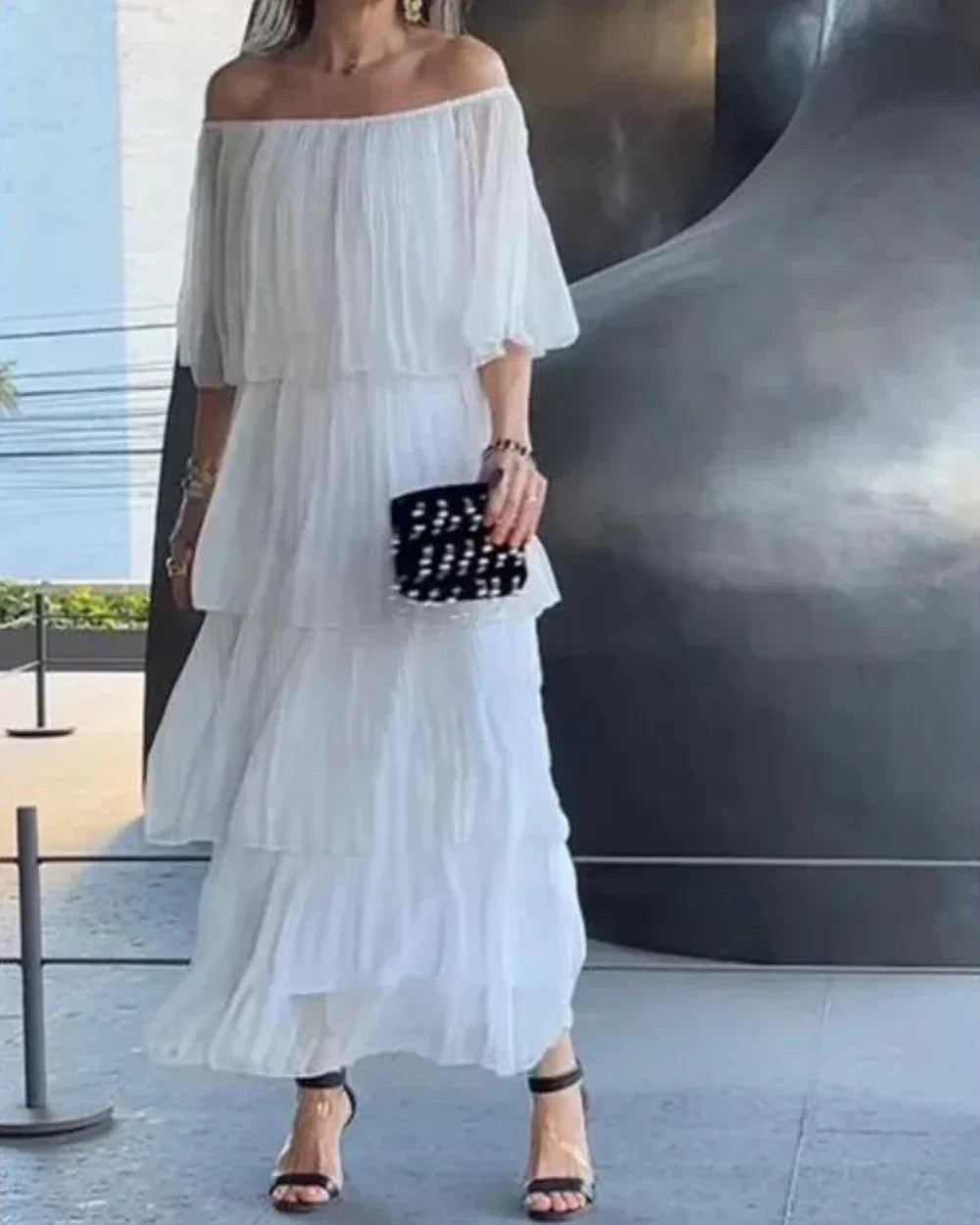 Robe Longue à Épaules Dénudées – Élégance Bohème pour Mariage, Soirée ou Vacances Chic