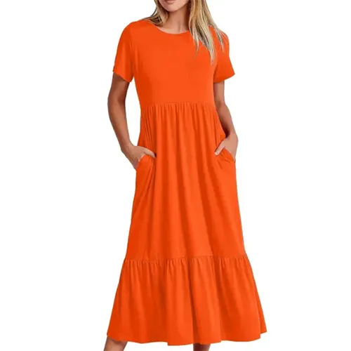 Sommerkleid A-Linie mit kurzen Ärmeln | Midi