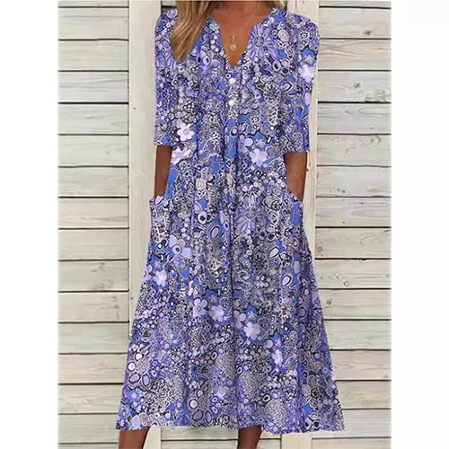 Tägliches bedrucktes Sommerkleid für Damen | Midi
