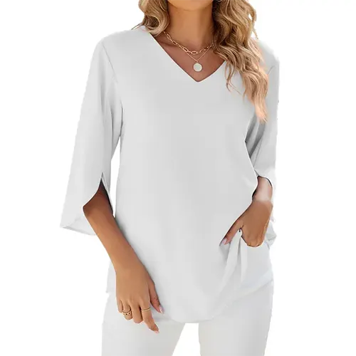 Chemisier De Vacances Chic Pour Femmes | Col V
