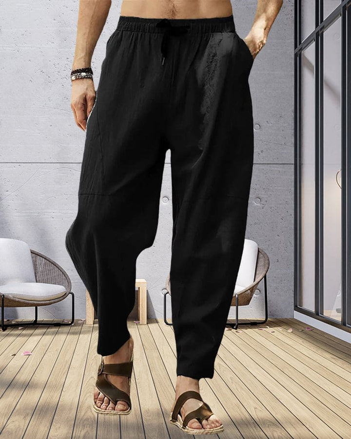 Elmo | Breathable and casual fabric pants with elastic waistband for men
