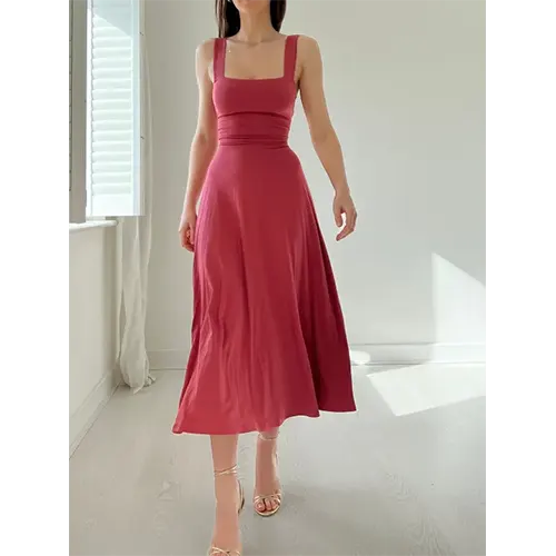 Elegantes ärmelloses Hochzeitsgastkleid für Damen | Midi