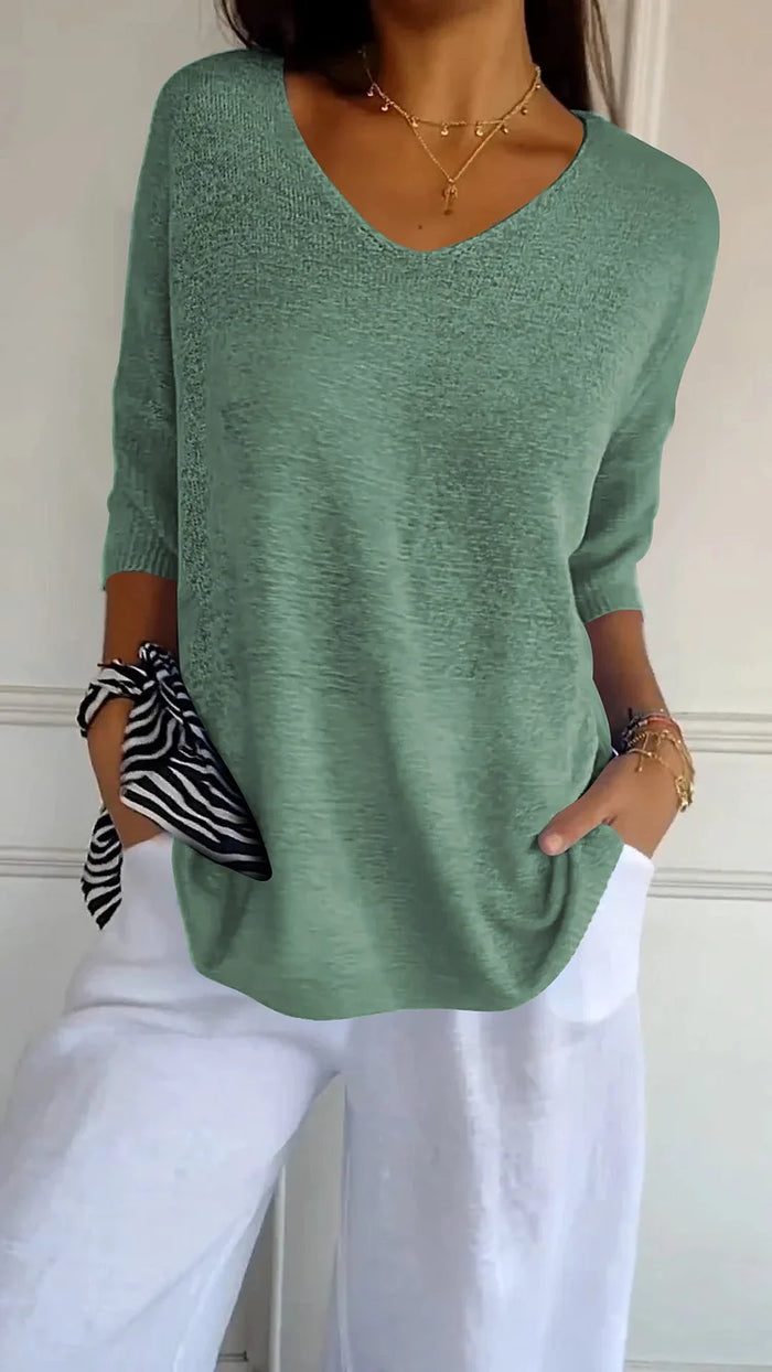 Elisa | Confortable Dames-Stricktop con scollo a V