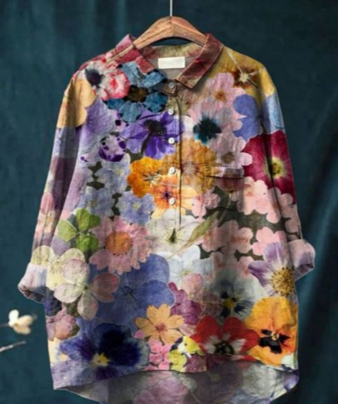 Chemisier élégant en soie à fleurs pour femmes - Confort et sophistication pour toutes les occasions