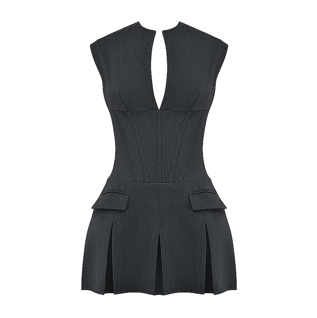 Mini-robe plissée à corset Velina Solid
