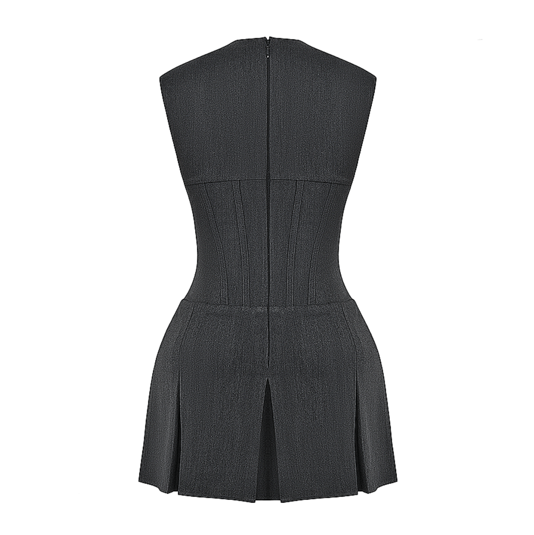 Mini-robe plissée à corset Velina Solid