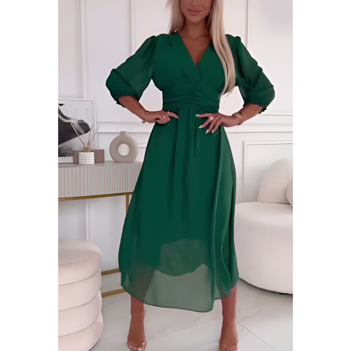 Elegantes Sommerkleid mit halblangen Ärmeln für Damen | Midi