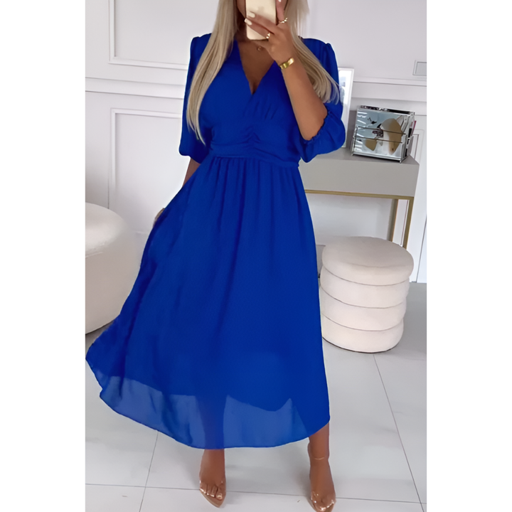 Elegantes Sommerkleid mit halblangen Ärmeln für Damen | Midi
