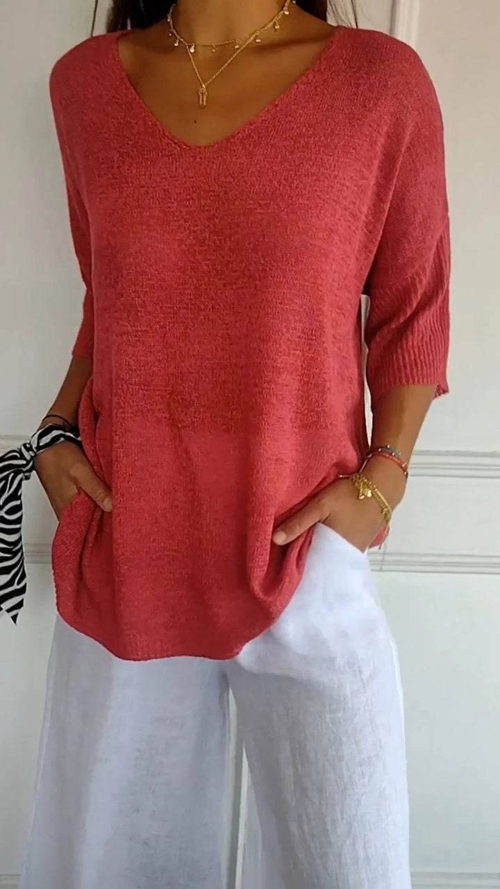 Lucy - Top aus Mesh mit V-Ausschnitt