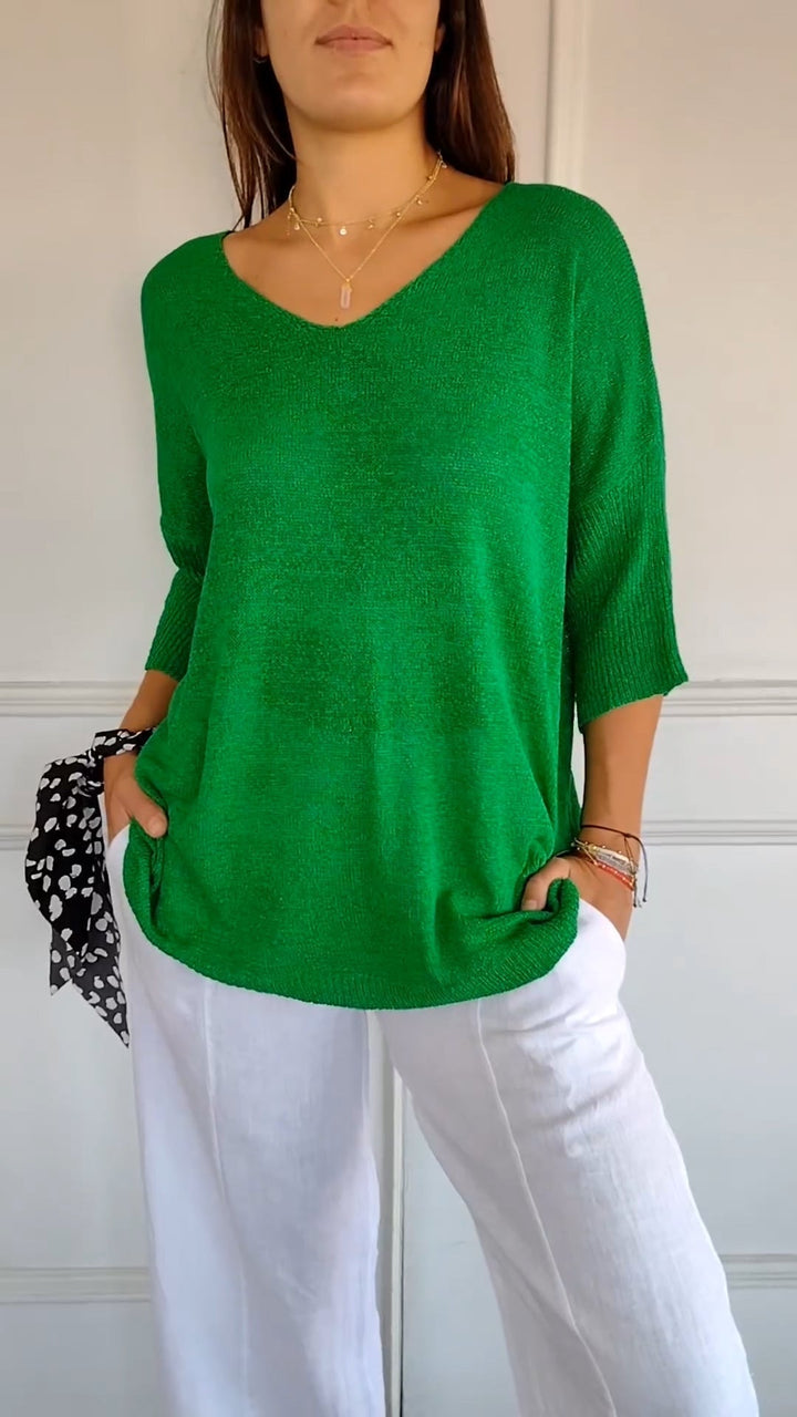 Lucy - Top aus Mesh mit V-Ausschnitt