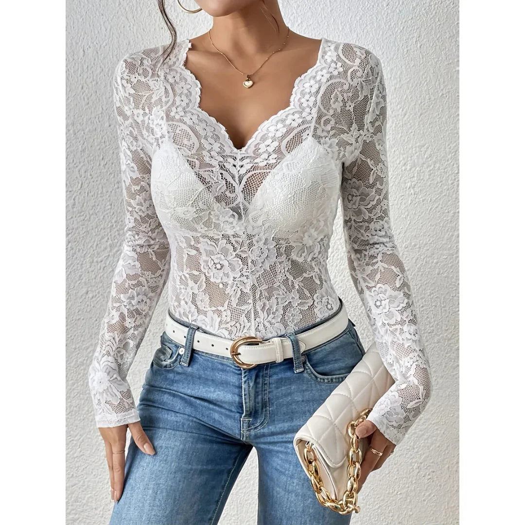 Femme Elégante Haut Fleuri | Col V