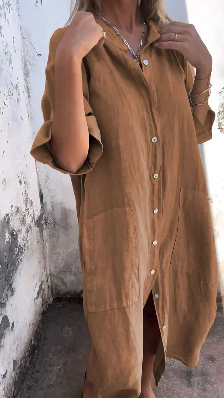 Abito camicia leggero e lungo