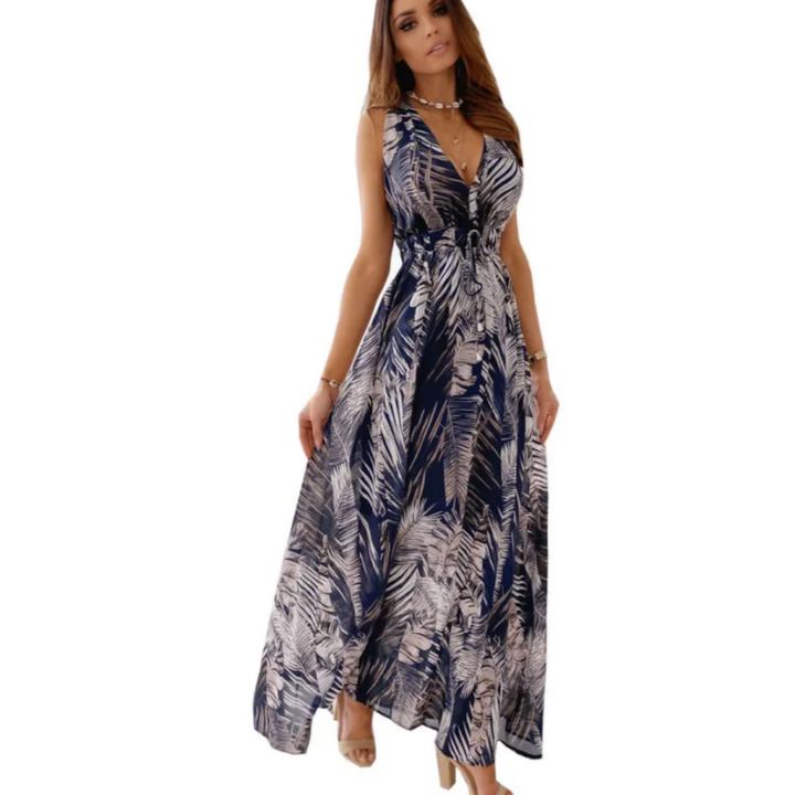 Vestito Estivo Senza Maniche con Fiori per Donne | Maxi