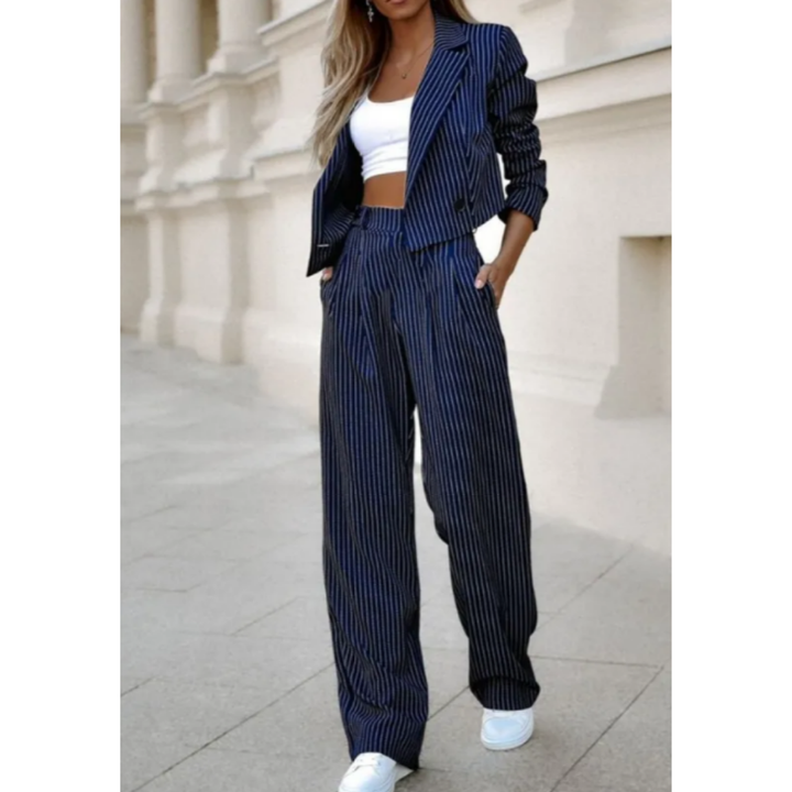 Completo blazer elegante e confortevole e pantaloni larghi per donne | Due stanze
