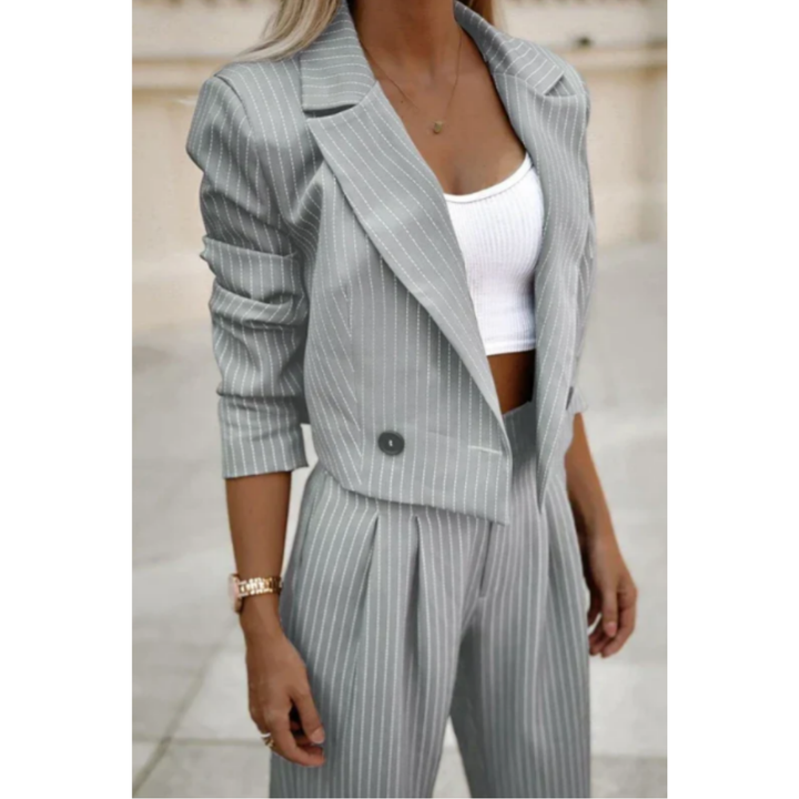 Completo blazer elegante e confortevole e pantaloni larghi per donne | Due stanze