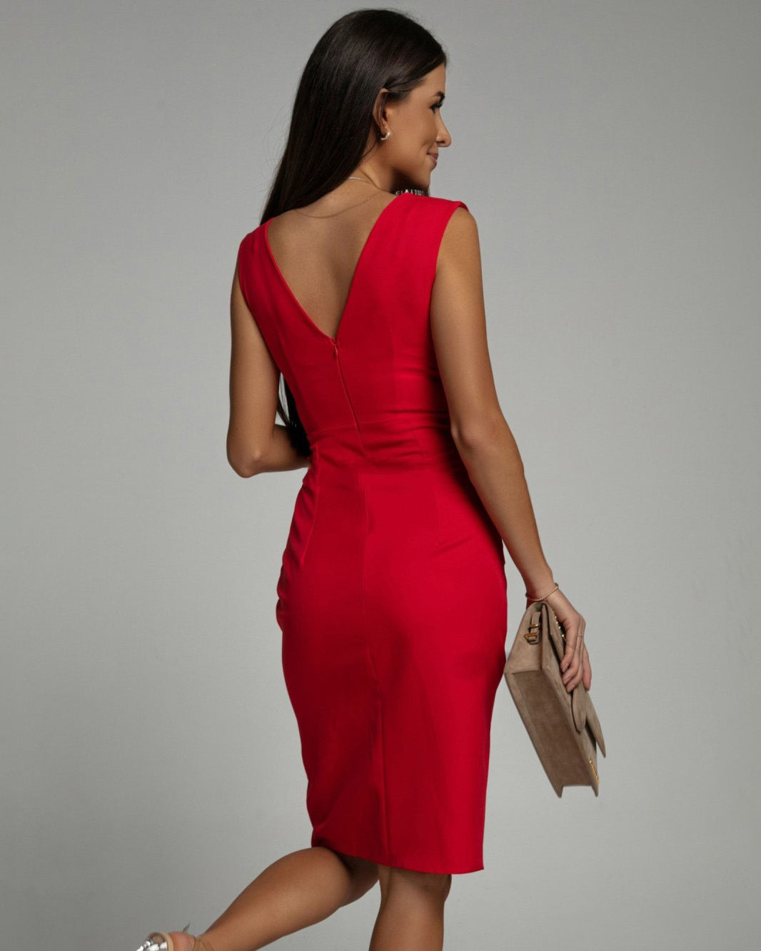 Robe col V fente cuisse - Ila