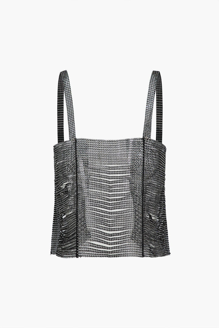 Top Cami à Strass Transparent en Polyamide