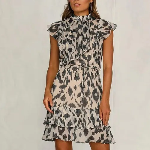 Elegantes Kleid mit kurzen, transparenten Ärmeln für Damen | Mini