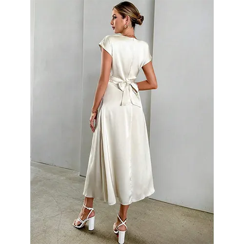 Elegantes Hochzeitsgastkleid A-Linie für Damen | Midi