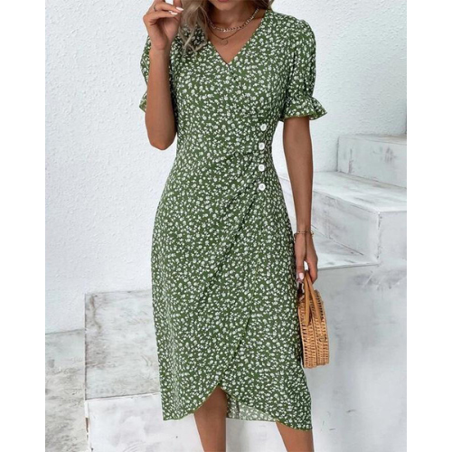 Sommerkleid mit Blumenmuster für Damen | Midi