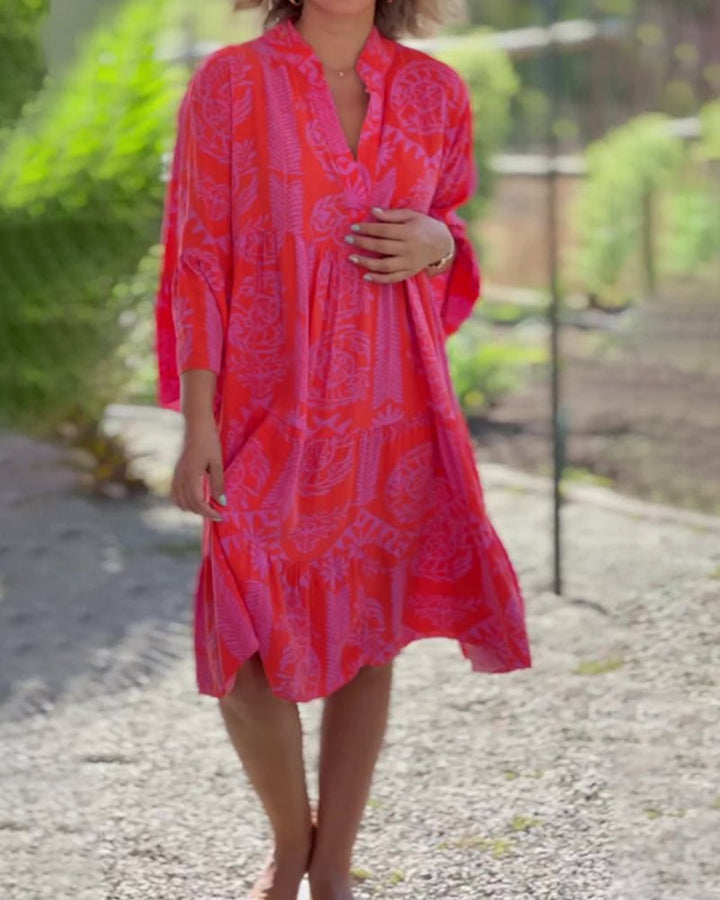 Lauren - Robe à manches 3/4 et imprimé géométrique Boho