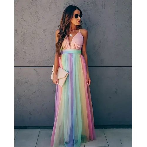 Fließendes und elegantes Sommerkleid für Damen | Maxi