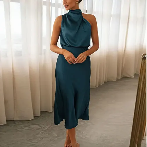 Elegantes Damen-Halterkleid für Hochzeitsgäste | Maxi
