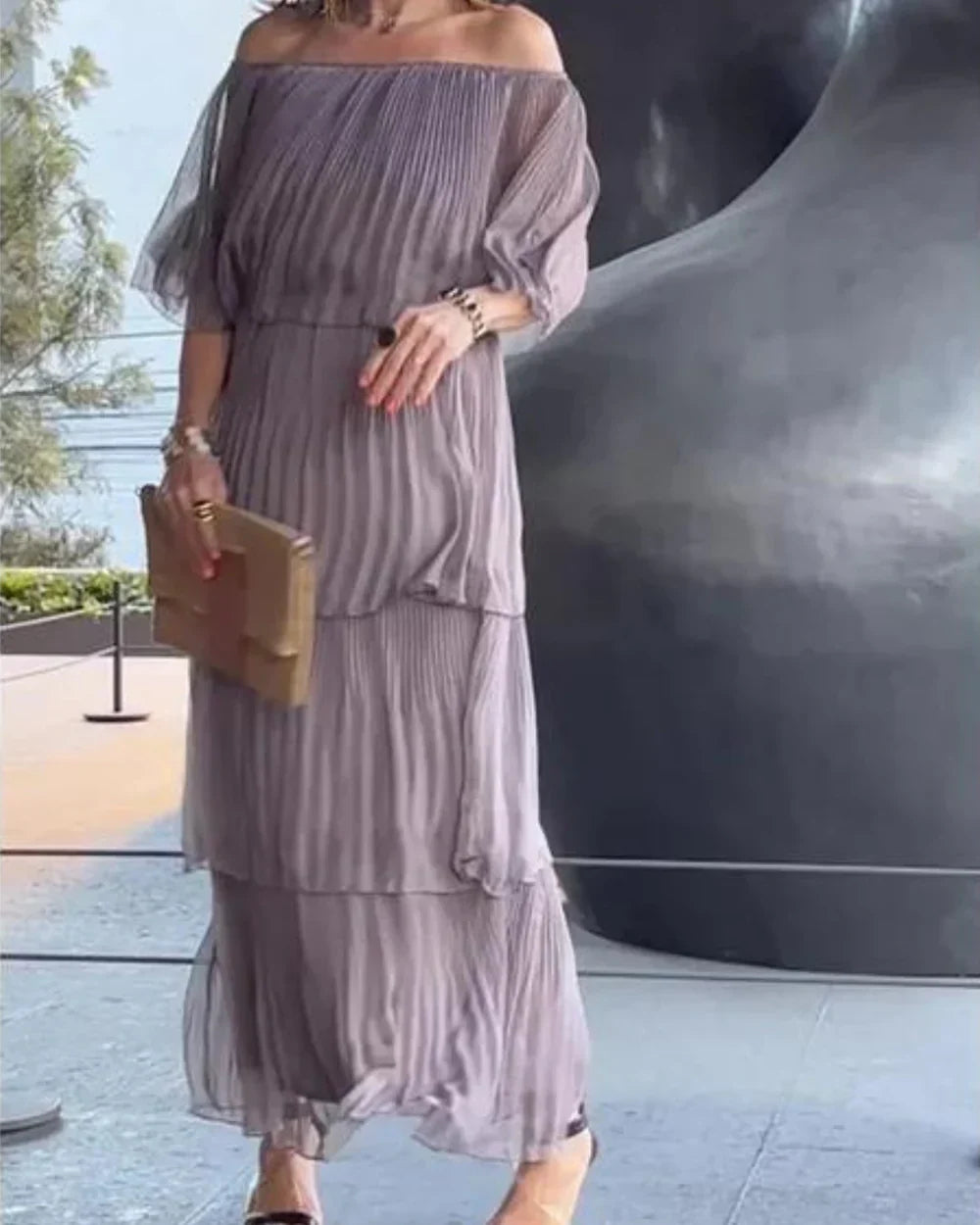 Robe Longue à Épaules Dénudées – Élégance Bohème pour Mariage, Soirée ou Vacances Chic