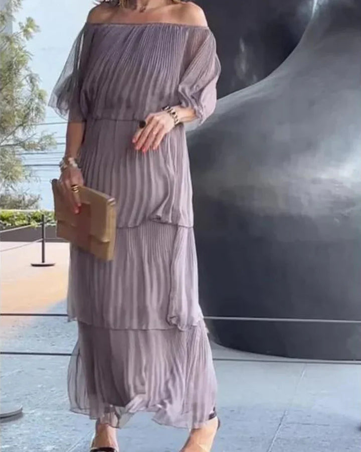Robe Longue à Épaules Dénudées – Élégance Bohème pour Mariage, Soirée ou Vacances Chic