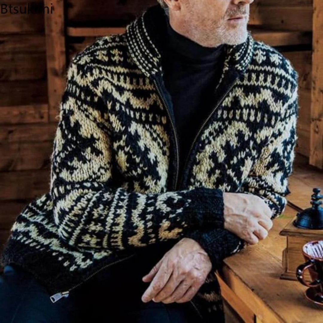 Asher | Cardigan norvegese Finn lavorato a maglia a mano