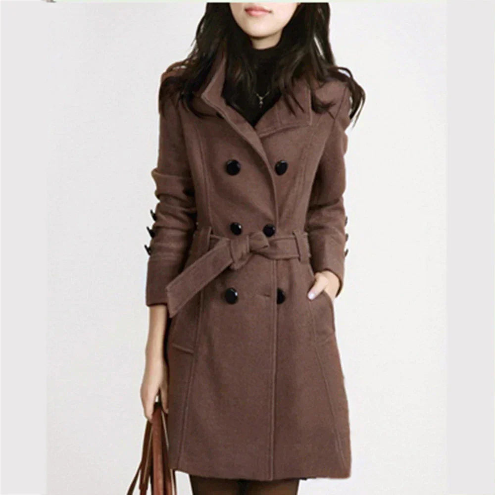 Nina - Manteau Ceinturé Marron