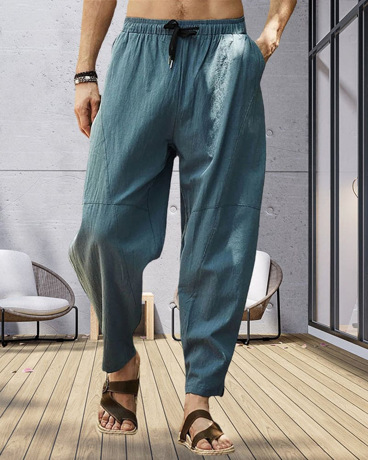 Elmo | Breathable and casual fabric pants with elastic waistband for men
