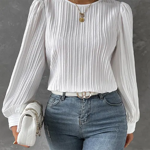 Elegante und solide Bluse mit langen Ärmeln für Damen | Komfortabel