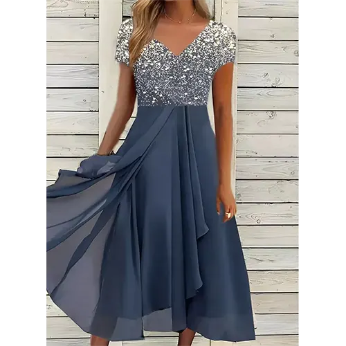 Schicke Blumen-Hochzeitsgastkleid für Damen | Midi